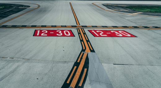 Airport runway signs and markings