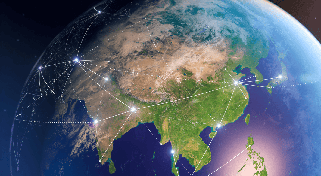 Flight paths across the globe 